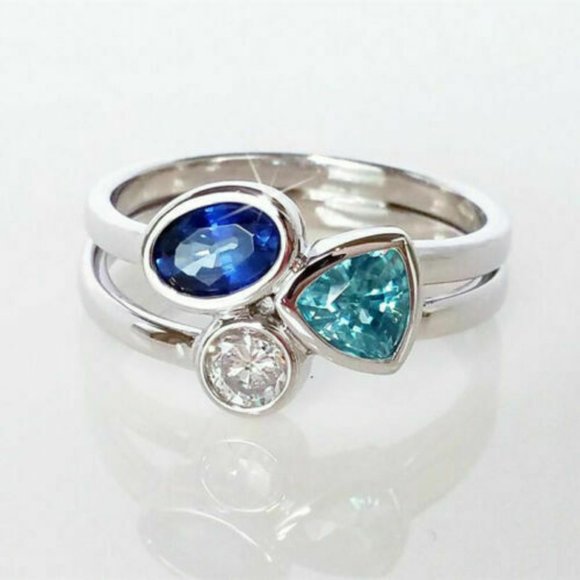 NWOT ** .925 SILVER DIAMOND, SAPPHIRE & TOPA RING Jewelry - SALE ** BRAND NEW ** .925 DIAMOND SAPPHIRE & TOPAZ RING